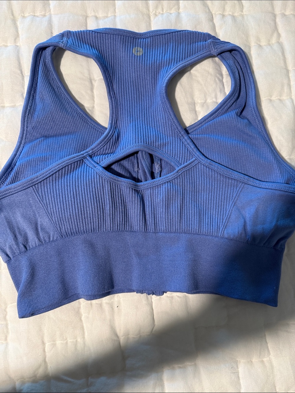 90 Degree By Reflex Front-Zip Ribbed Sports Bra - Periwinkle - Picture 4 of 6